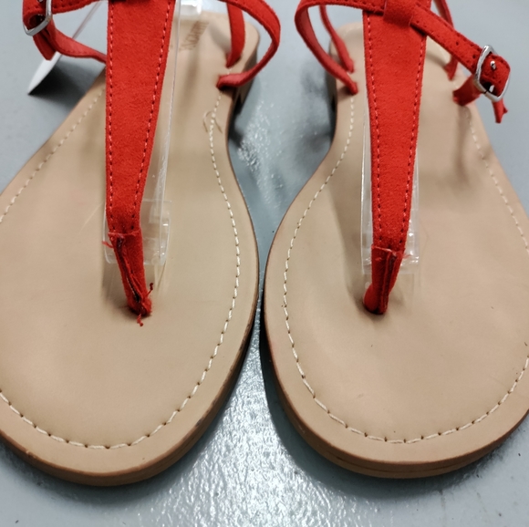 🆕Merona | Gladiator Flat Sandals in Red- Orange Women's Size 7.5 - Picture 6 of 10